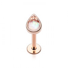 Rose Gold Opal Tear Drop Top Steel Labret