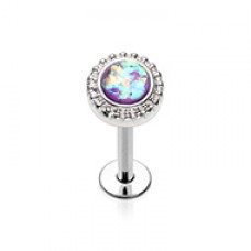 Purple Opal Ornate Round Top Steel Labret
