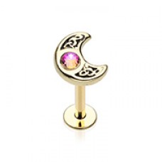 Golden Treasure Celtic Moon Steel Labret