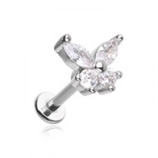 CZ Butterfly Gem Top Steel Externally Threaded Labret