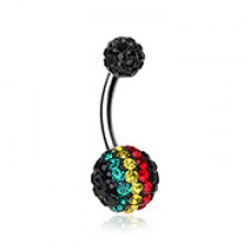 Brilliant Rasta Jamaican Multi-Sprinkle Dot Belly Button Ring