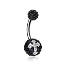 Dark Glint Cross Multi-Sprinkle Dot Belly Button Ring