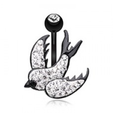 Blackline Swallow Multi-Sprinkle Dot Belly Button Ring