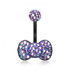 Blackline Bow-Tie Multi-Sprinkle Dot Belly Button Ring