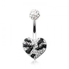 Majestic Stripe Heart Multi-Sprinkle Dot Belly Button Ring