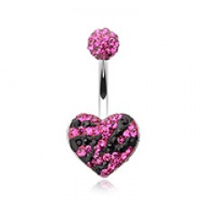 Majestic Stripe Heart Multi-Sprinkle Dot Belly Button Ring