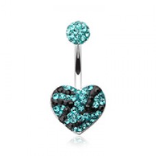 Majestic Stripe Heart Multi-Sprinkle Dot Belly Button Ring