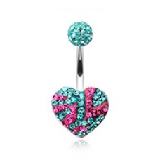 Majestic Stripe Heart Multi-Sprinkle Dot Belly Button Ring