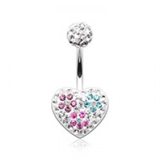 Blossom Crystal Heart Multi-Sprinkle Dot Belly Button Ring