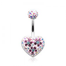 Blossom Aurora Heart Multi-Sprinkle Dot Belly Button Ring