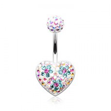 Blossom Aurora Heart Multi-Sprinkle Dot Belly Button Ring