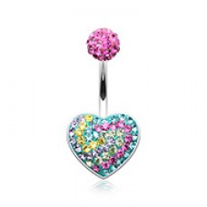 Vibrant Swirl Heart Multi-Sprinkle Dot Belly Button Ring