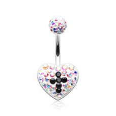 Aurora Cross Heart Multi-Sprinkle Dot Belly Button Ring