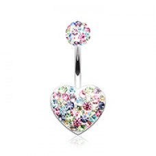 Brilliant Sprinkles Heart Multi-Sprinkle Dot Belly Button Ring