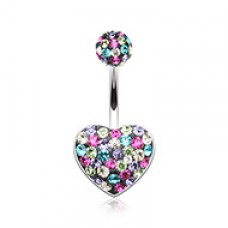Brilliant Sprinkles Heart Multi-Sprinkle Dot Belly Button Ring