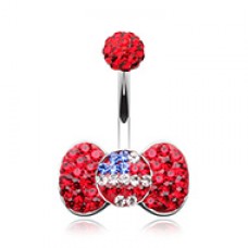 American Flag Bow-Tie Multi-Sprinkle Dot Belly Button Ring