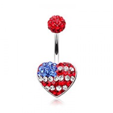 American Flag Heart Multi-Sprinkle Dot Belly Button Ring