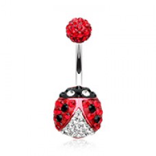 Adorable Lady Bug Multi-Sprinkle Dot Belly Button Ring