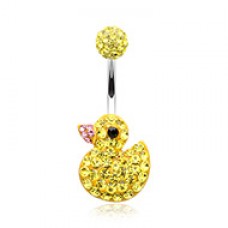 Cute Rubber Duck Multi-Sprinkle Dot Belly Button Ring 