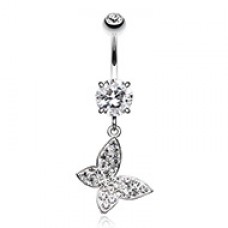 Brilliant Butterfly Multi-Sprinkle Dot Dangle Belly Button Ring