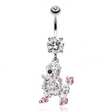 Adorable Poodle Multi-Sprinkle Dot Dangle Belly Button Ring