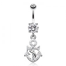 Classy Anchor Multi-Sprinkle Dot Dangle Belly Button Ring