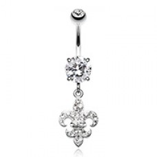 Royal Fleur De Lis Multi-Sprinkle Dot Dangle Belly Button Ring