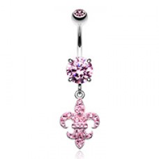 Royal Fleur De Lis Multi-Sprinkle Dot Dangle Belly Button Ring