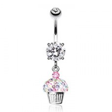 Cupcake Delight Multi-Sprinkle Dot Dangle Belly Button Ring