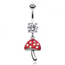 Exotic Mushroom Multi-Sprinkle Dot Dangle Belly Button Ring