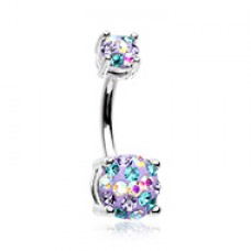 Multi Sprinkle Dot Gem Prong Sparkle Belly Button Ring