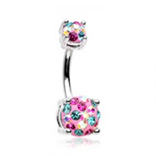 Multi Sprinkle Dot Gem Prong Sparkle Belly Button Ring