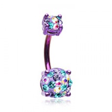 Color Multi Sprinkle Dot Gem Prong Sparkle Belly Button Ring
