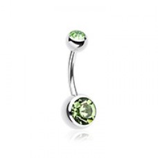 Double Gem Ball Steel Belly Button Ring
