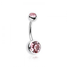 Double Gem Ball Steel Belly Button Ring