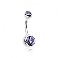 Double Gem Ball Steel Belly Button Ring