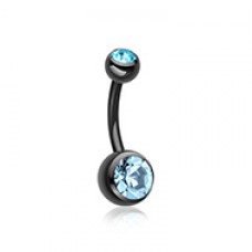 Colorline Double Gem Ball Steel Belly Button Ring