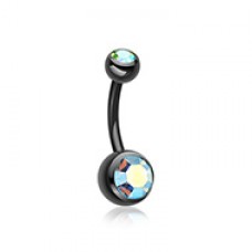 Colorline Double Gem Ball Steel Belly Button Ring