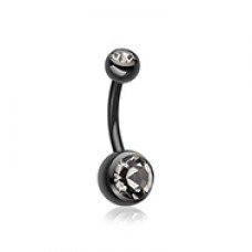 Colorline Double Gem Ball Steel Belly Button Ring