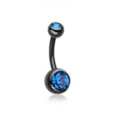 Colorline Double Gem Ball Steel Belly Button Ring