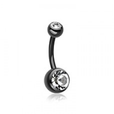 Colorline Double Gem Ball Steel Belly Button Ring