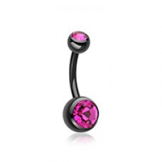 Colorline Double Gem Ball Steel Belly Button Ring
