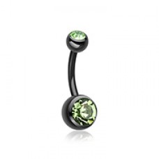 Colorline Double Gem Ball Steel Belly Button Ring