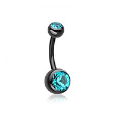 Colorline Double Gem Ball Steel Belly Button Ring