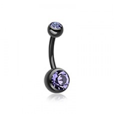 Colorline Double Gem Ball Steel Belly Button Ring