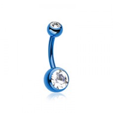 Colorline Double Gem Ball Steel Belly Button Ring
