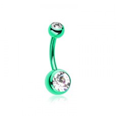 Colorline Double Gem Ball Steel Belly Button Ring