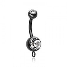 Blackline 'Add-On Dangle' Gem Ball Belly Button Ring