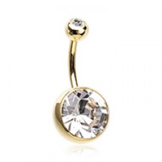 Golden Giant Sparkle Gem Ball Belly Button Ring