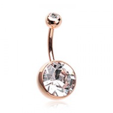 Rose Gold Giant Sparkle Gem Ball Belly Button Ring